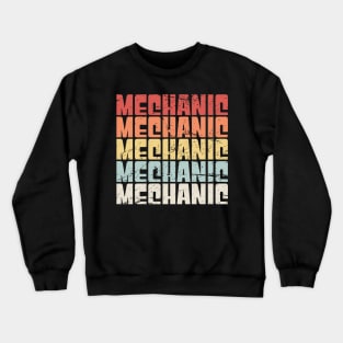 Retro Distressed MECHANIC Text Crewneck Sweatshirt